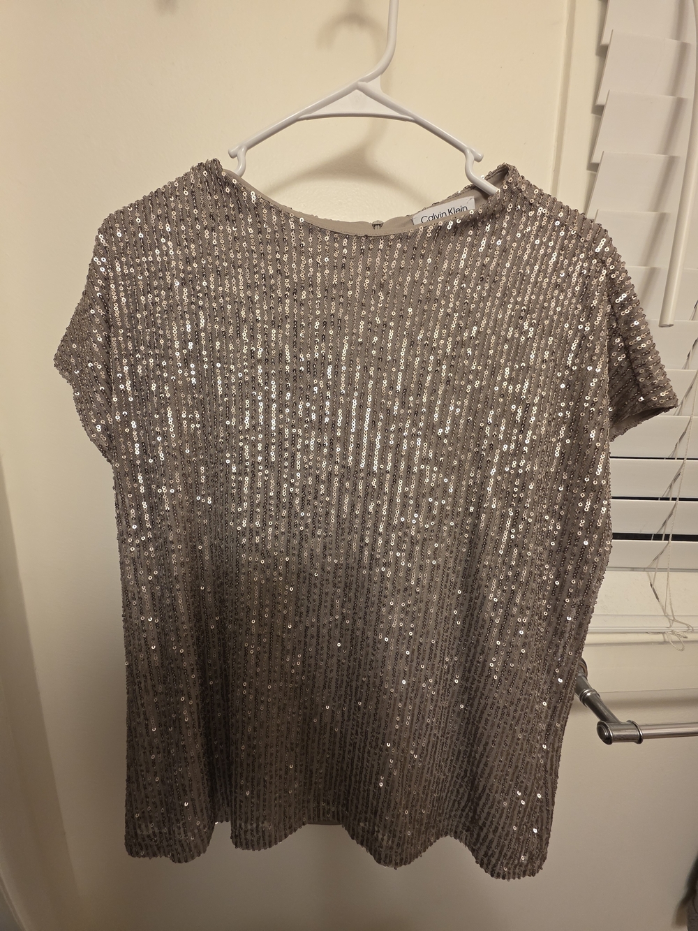 Calvin Klein Silver Sequin Short Sleeve Tee
